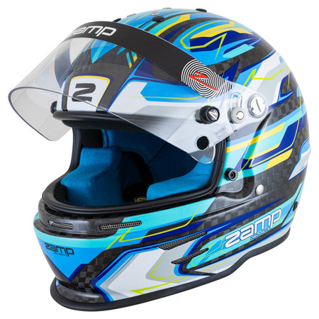 Zamp RZ-48Y Youth Carbon Graphic Helmet - Flo Blue  /  Carbon