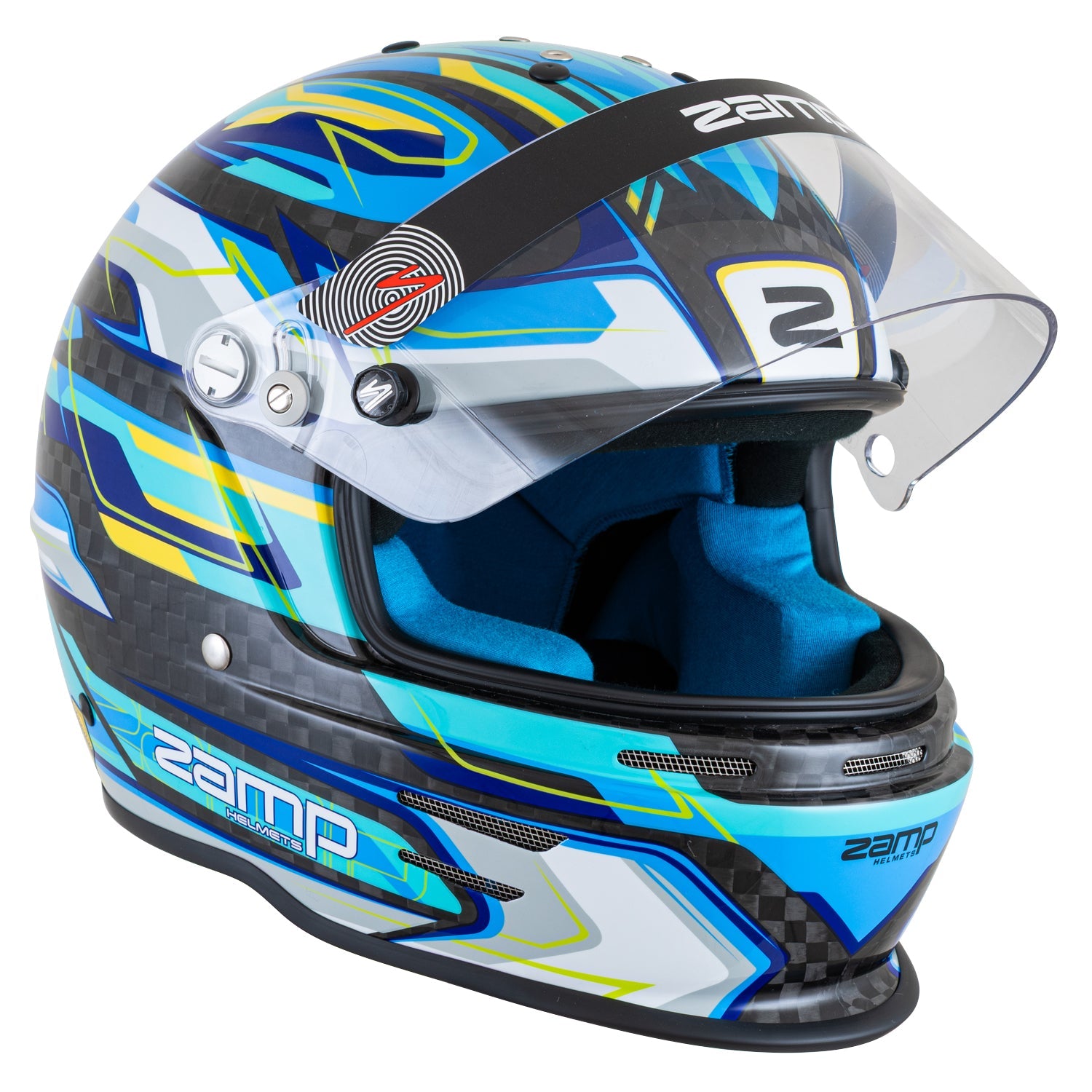 Zamp RZ-48Y Youth Carbon Graphic Helmet - Flo Blue  /  Carbon