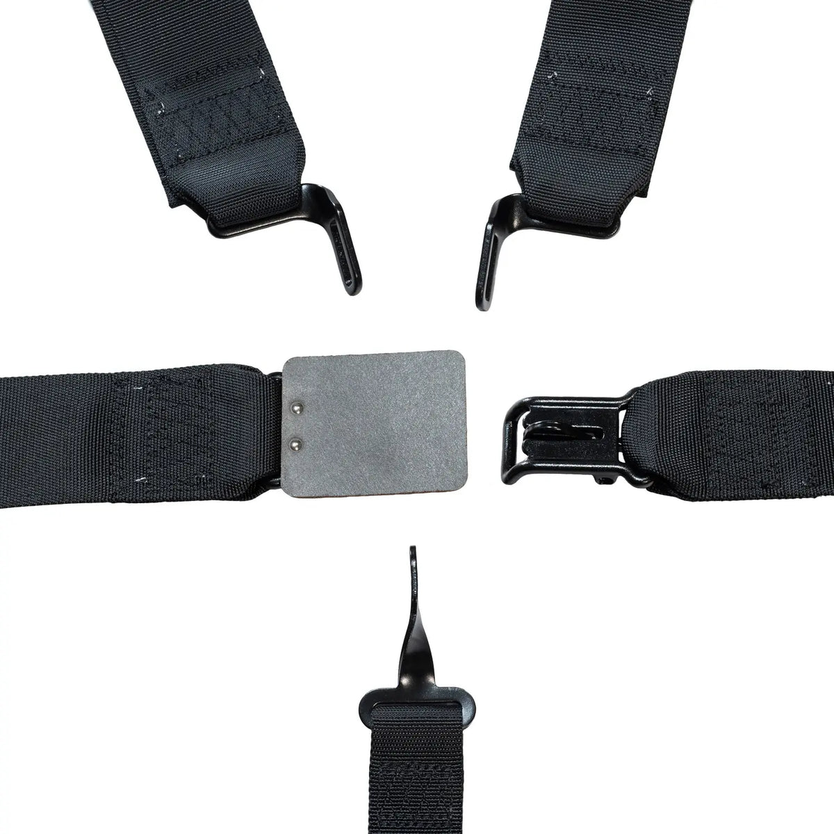 Zamp 5-Point Latch & Link Harness - 3" to 2" Shoulder Harness - 3" Lap - Pull Up - Bolt-In / Wrap Around - Black