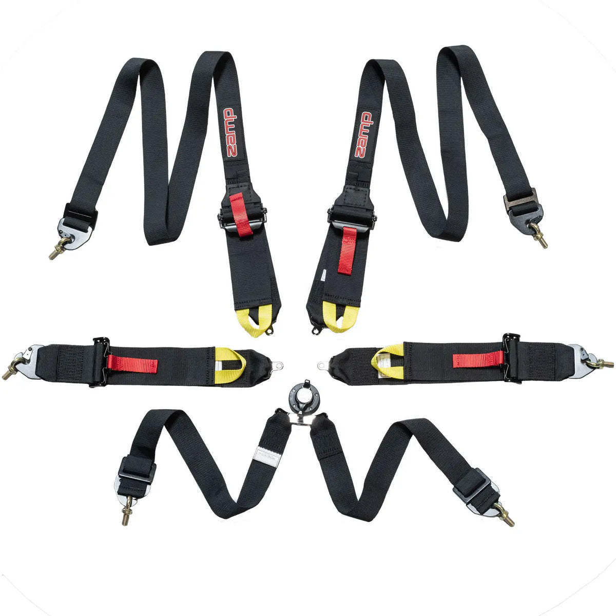 Zamp 6-Point Camlock Harness - 3" to 2" Shoulder Harness - 3" Lap - Pull Up - Clip-In / Wrap Around - Black