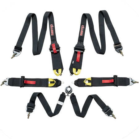 Zamp 6-Point Camlock Harness - 3" to 2" Shoulder Harness - 3" Lap - Pull Up - Clip-In / Wrap Around - Black