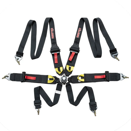 Zamp 6-Point Camlock Harness - 3" to 2" Shoulder Harness - 3" Lap - Pull Up - Clip-In / Wrap Around - Black