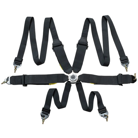 Zamp 6-Point Camlock Harness - 3" to 2" Shoulder Harness - 3" Lap - Pull Up - Clip-In / Wrap Around - Black
