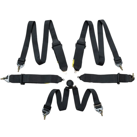 Zamp 6-Point Camlock Harness - 3" to 2" Shoulder Harness - 3" Lap - Pull Up - Clip-In / Wrap Around - Black