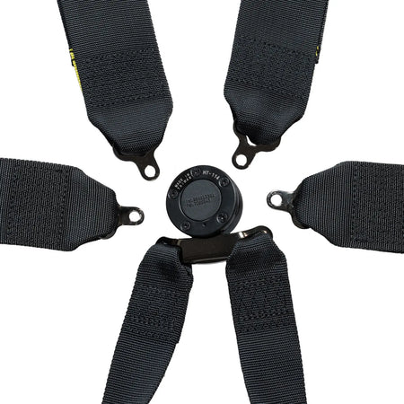 Zamp 6-Point Camlock Harness - 3" to 2" Shoulder Harness - 3" Lap - Pull Up - Clip-In / Wrap Around - Black