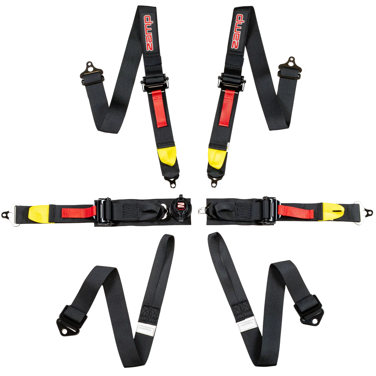 Zamp 6-Point Camlock Harness - 2" Belts - Pull Down - Bolt-In / Wrap Around - Black