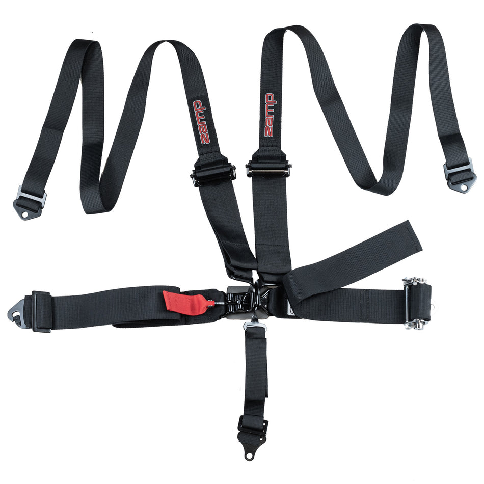 Zamp 5-Point Latch & Link Harness - Individual HANS/HNR Ready Harness / 3" Lap - Left Side Ratchet - Bolt-In/Wrap Around - Black