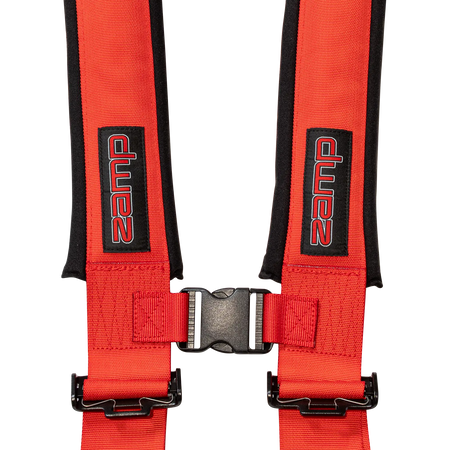 Zamp UTV 4-Point Latch & Link Harness - 2" Belts - Pull Down - Bolt-In - Red