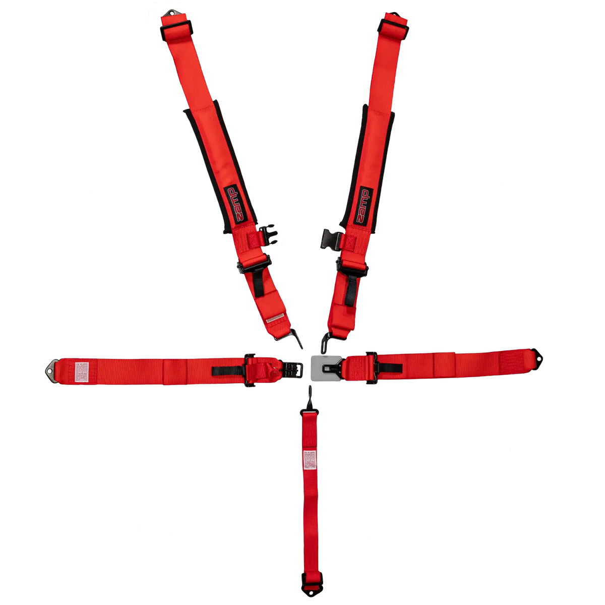 Zamp UTV 5-Point Latch & Link Harness - 2" Belts - Pull Down - Bolt-In - Red