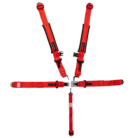 Zamp UTV 5-Point Latch & Link Harness - 2" Belts - Pull Down - Bolt-In - Red