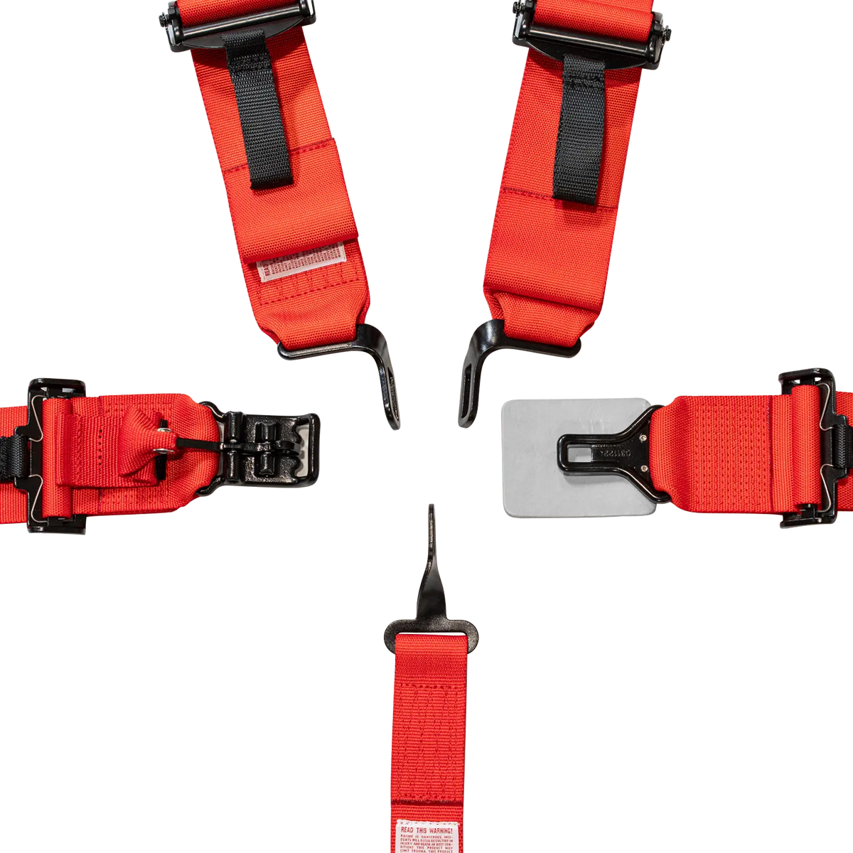 Zamp UTV 5-Point Latch & Link Harness - 2" Belts - Pull Down - Bolt-In - Red