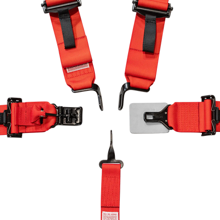 Zamp UTV 5-Point Latch & Link Harness - 2" Belts - Pull Down - Bolt-In - Red