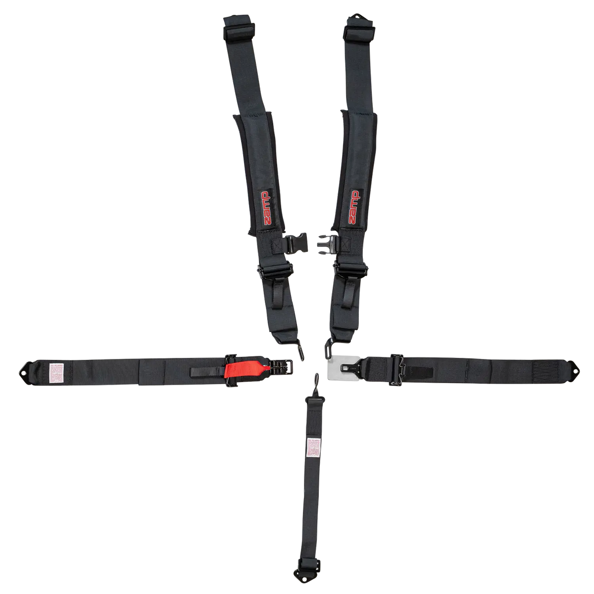 Zamp UTV 5-Point Latch & Link Harness - 2" Belts - Pull Down - Bolt-In - Black