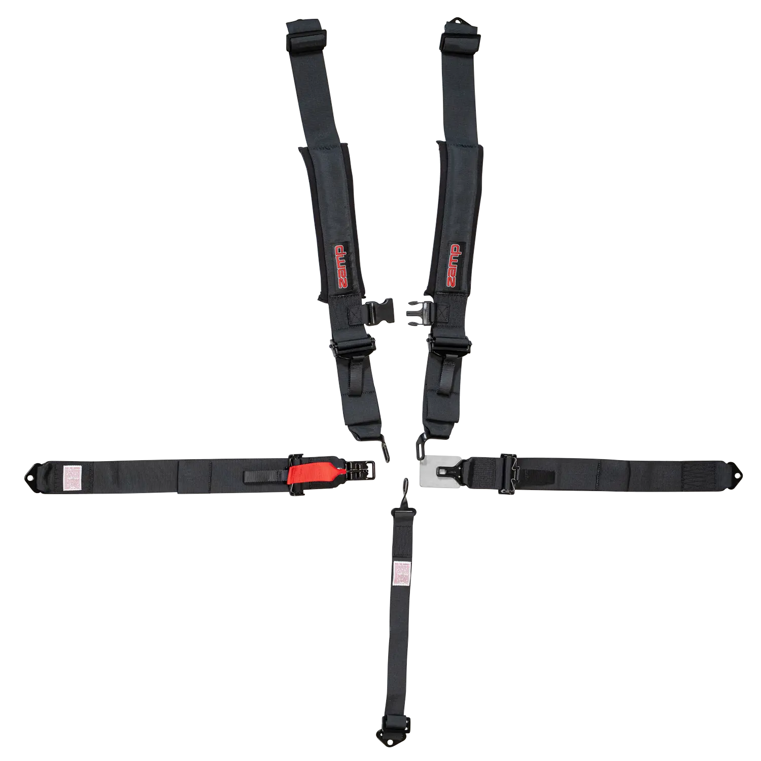 Zamp UTV 5-Point Latch & Link Harness - 2" Belts - Pull Down - Bolt-In - Black