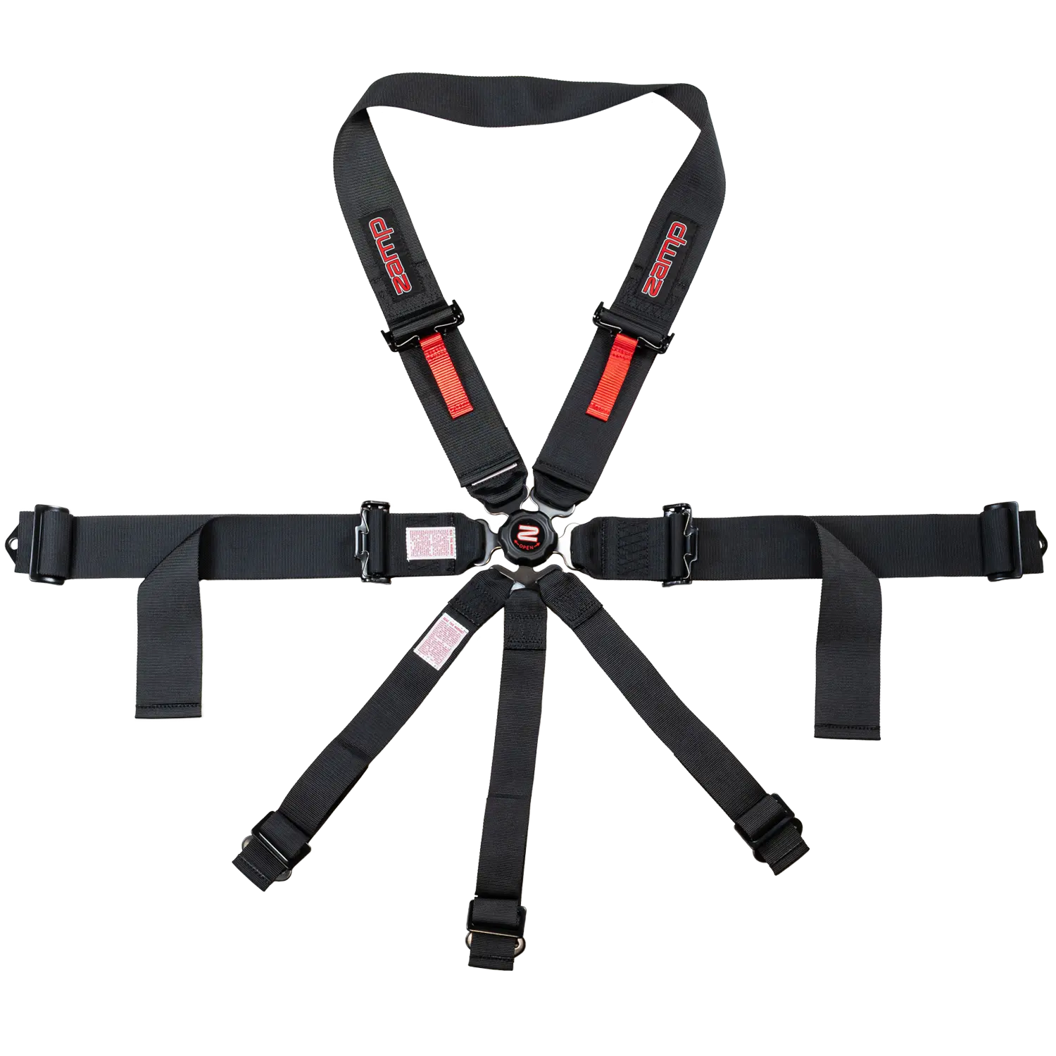 Zamp 7-Point U Loop Camlock Harness - 3" Belts - Pull Down - Bolt-In / Wrap Around - Black