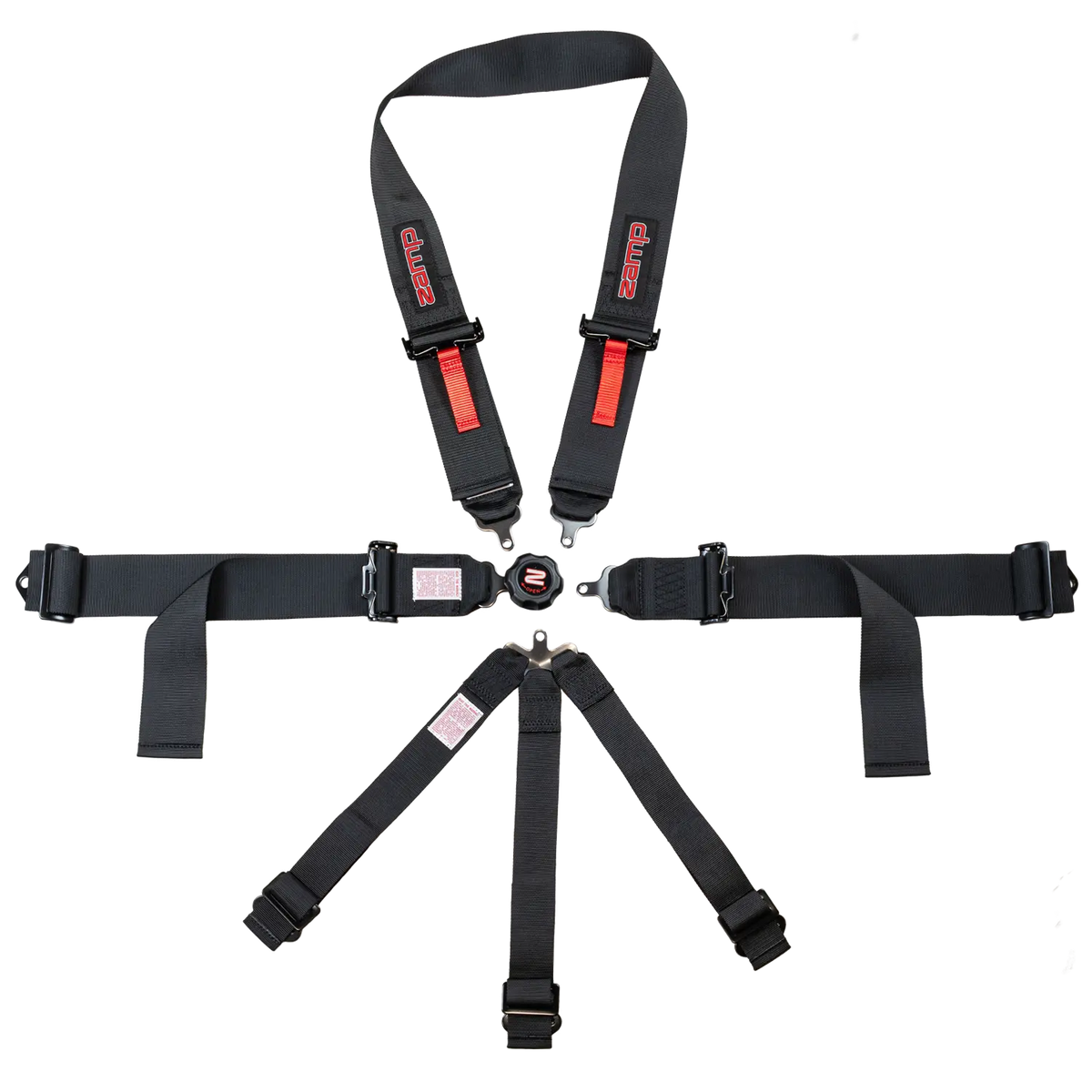 Zamp 7-Point U Loop Camlock Harness - 3" Belts - Pull Down - Bolt-In / Wrap Around - Black