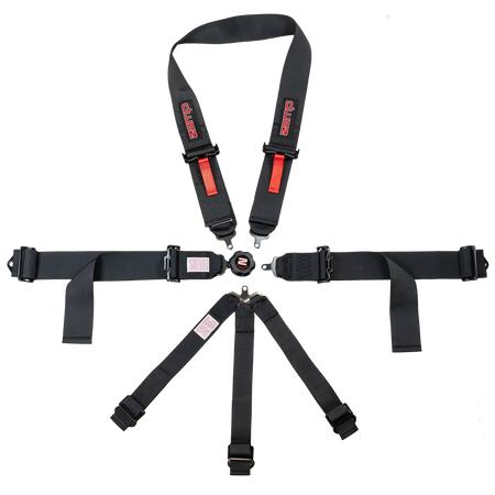 Zamp 7-Point U Loop Camlock Harness - 3" Belts - Pull Down - Bolt-In / Wrap Around - Black