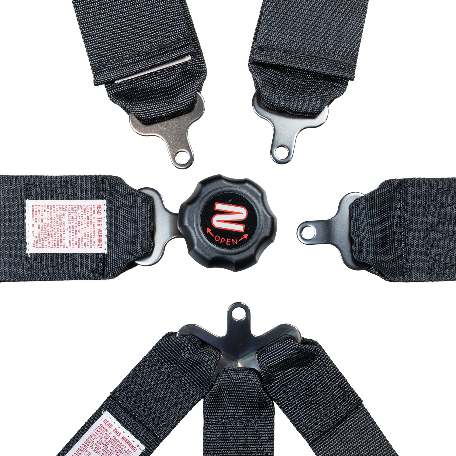 Zamp 7-Point U Loop Camlock Harness - 3" Belts - Pull Down - Bolt-In / Wrap Around - Black