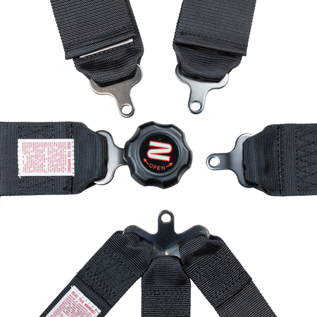 Zamp 7-Point U Loop Camlock Harness - 3" Belts - Pull Down - Bolt-In / Wrap Around - Black