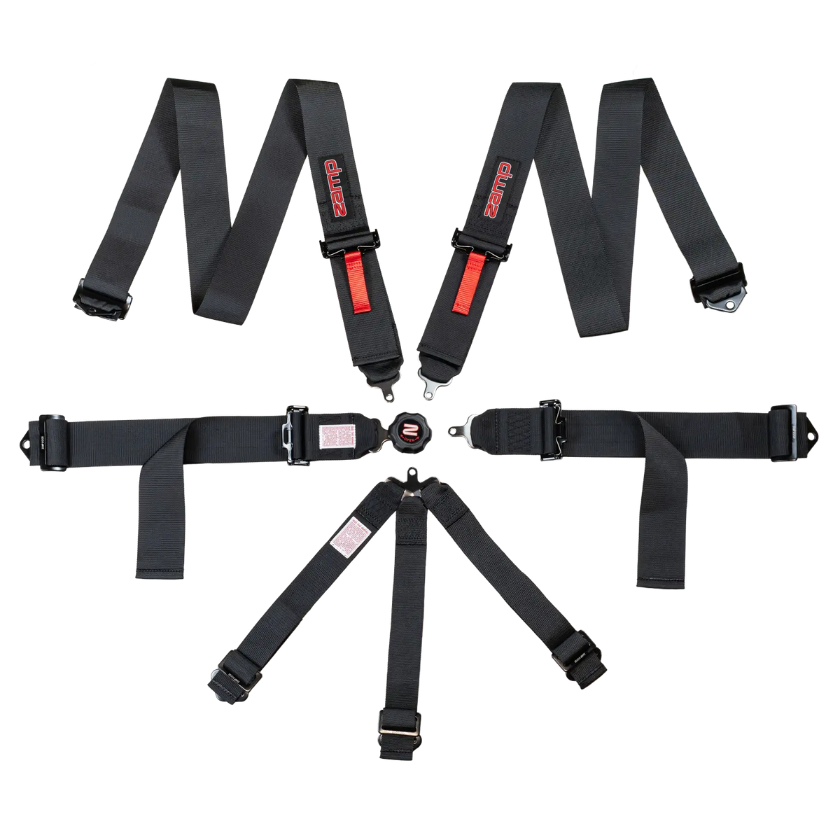 Zamp 7-Point Camlock Harness - 3" Belts - Pull Down - Bolt-In / Wrap Around - Black