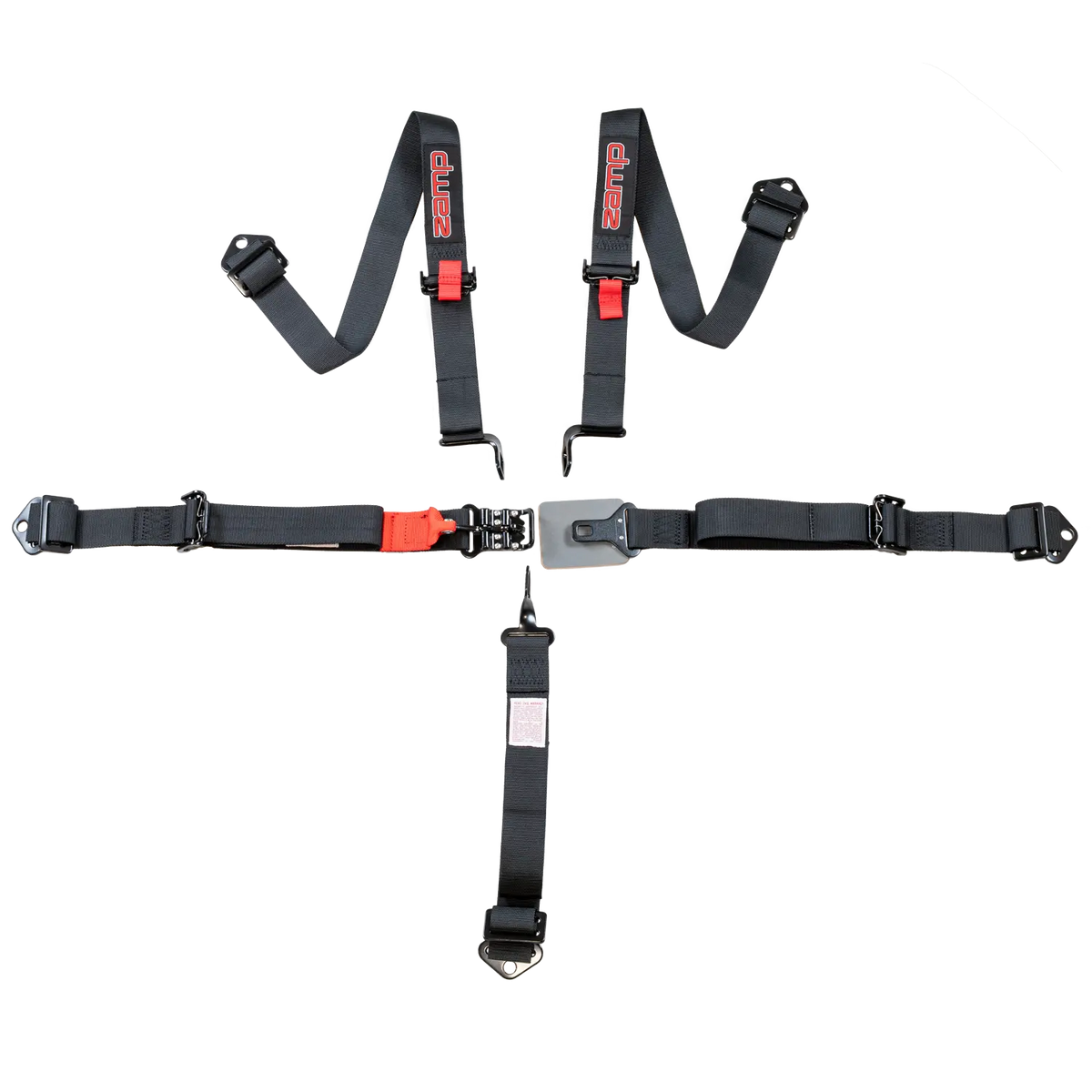 Zamp 5-Point Latch & Link Harness - 2" Belts - Pull Up - Bolt-In / Wrap Around - Black