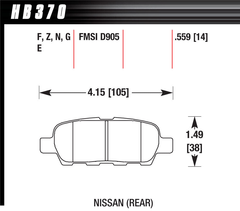 Hawk Performance HP Plus Compound Rear Brake Pads - Nissan
