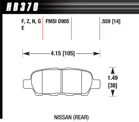 Hawk Performance HP Plus Compound Rear Brake Pads - Nissan