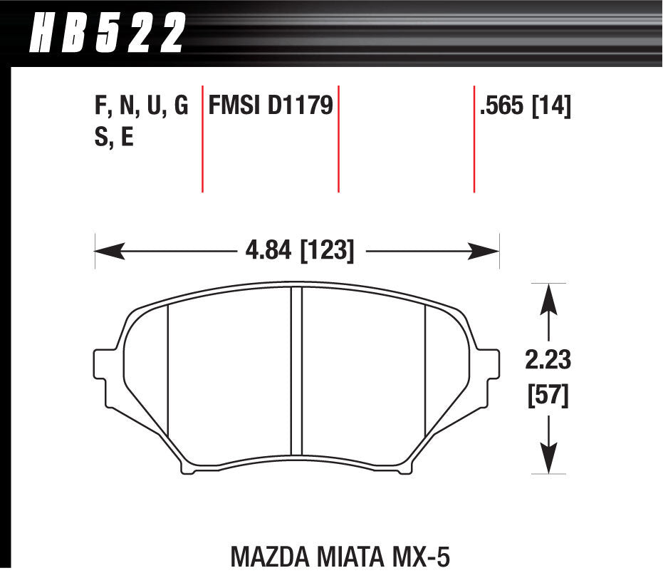 Hawk Performance HPS Compound Rear Brake Pads - Mazda Miata 2006-14 (Set of 4)