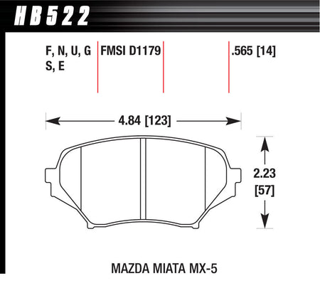 Hawk Performance HPS Compound Rear Brake Pads - Mazda Miata 2006-14 (Set of 4)