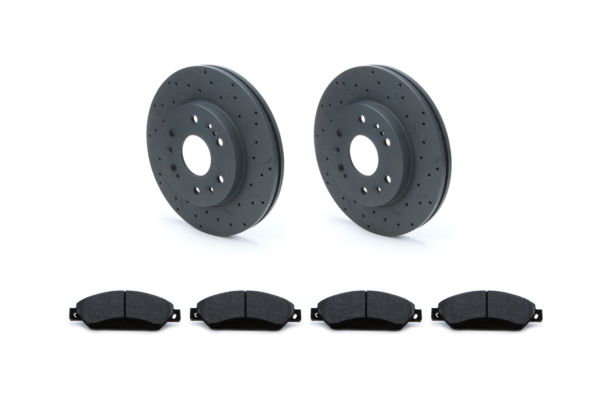 Hawk Performance Front Disc Brake Pad and Rotor Kit - Drilled / Slotted Brake Rotors - HPS Pads - GM Fullsize SUV / Truck 2005-16
