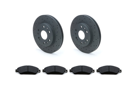 Hawk Performance Front Disc Brake Pad and Rotor Kit - Drilled / Slotted Brake Rotors - HPS Pads - GM Fullsize SUV / Truck 2005-16