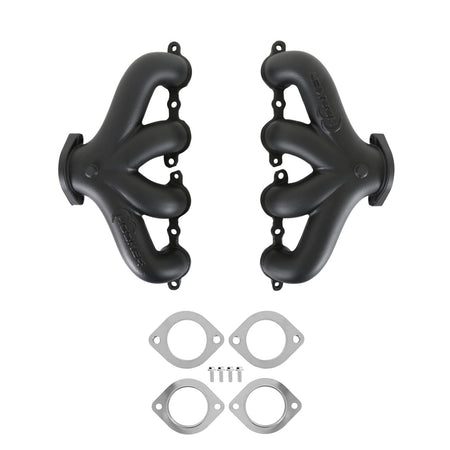 Hooker BlackHeart Cast Iron Center Dump Exhaust Manifold - Black Ceramic Coated - GM LS-Series (Pair)