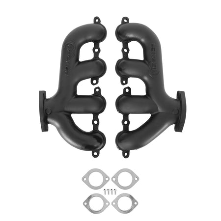 Hooker BlackHeart Rear Dump Cast Iron Exhaust Manifold - Black Ceramic Coated - GM LS-Series (Pair)
