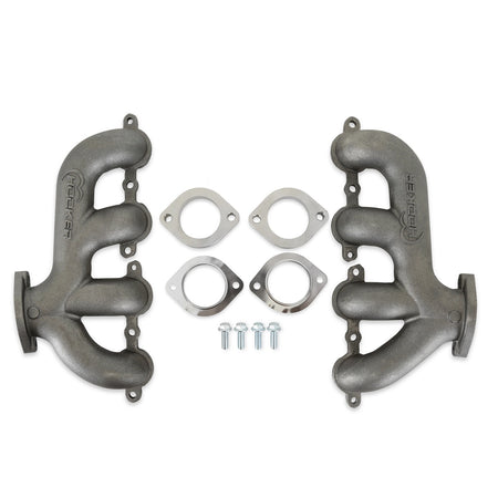 Hooker BlackHeart Rear Dump Cast Iron Exhaust Manifold - Natural - GM LS-Series (Pair)