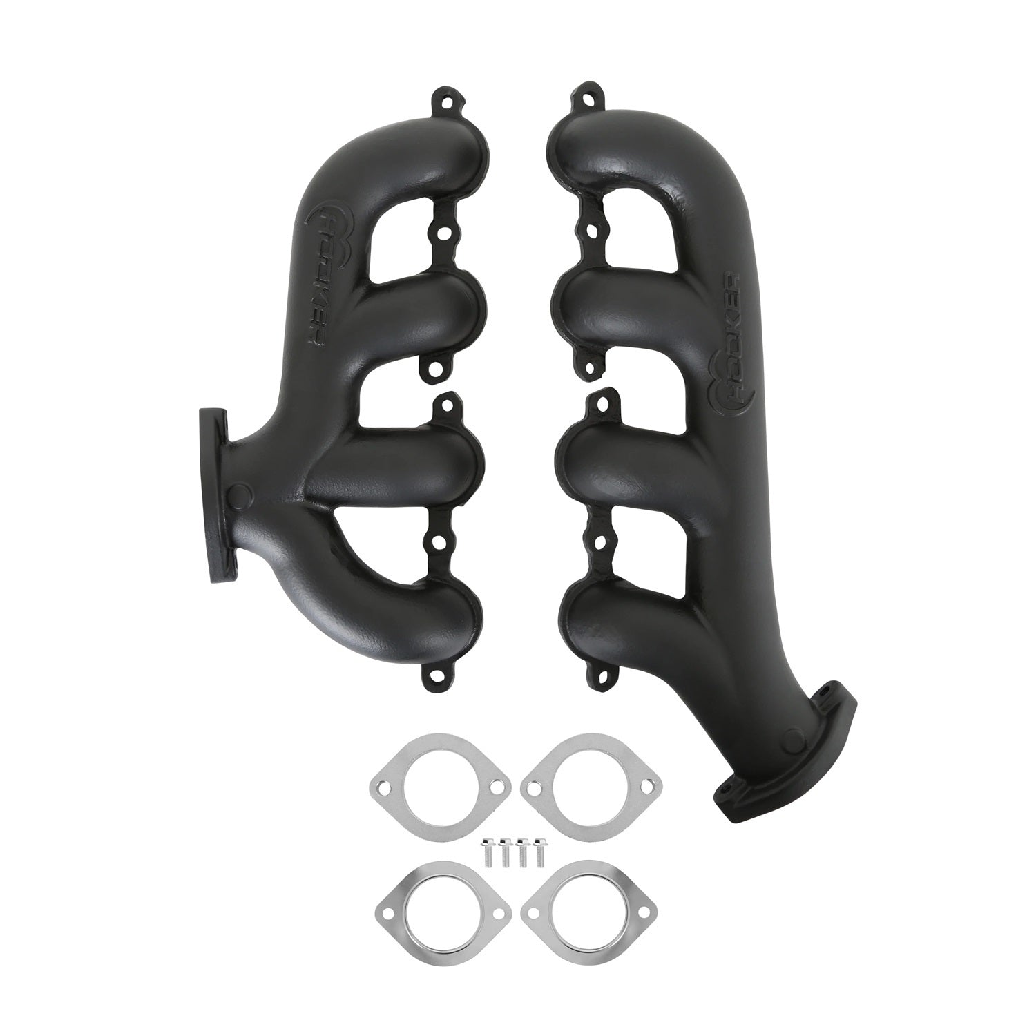 Hooker BlackHeart Cast Iron Exhaust Manifold - 2-1/2 in Outlet - GM LS-Series - Black Ceramic Coated (Pair)