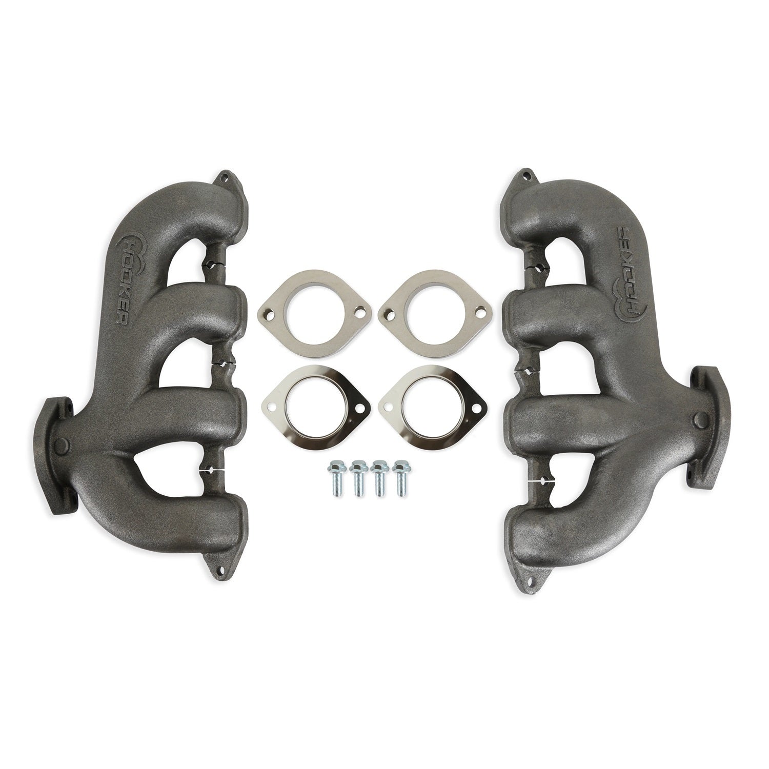 Hooker BlackHeart Rear Dump Cast Iron Exhaust Manifold - Natural - GM LT-Series (Pair)