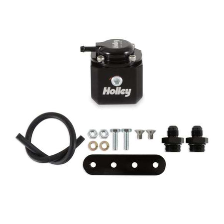 Holley In-Line Fuel Pulse Damper - 40-70 psi - 8 AN Female O-Ring Inlet / Outlet - Black