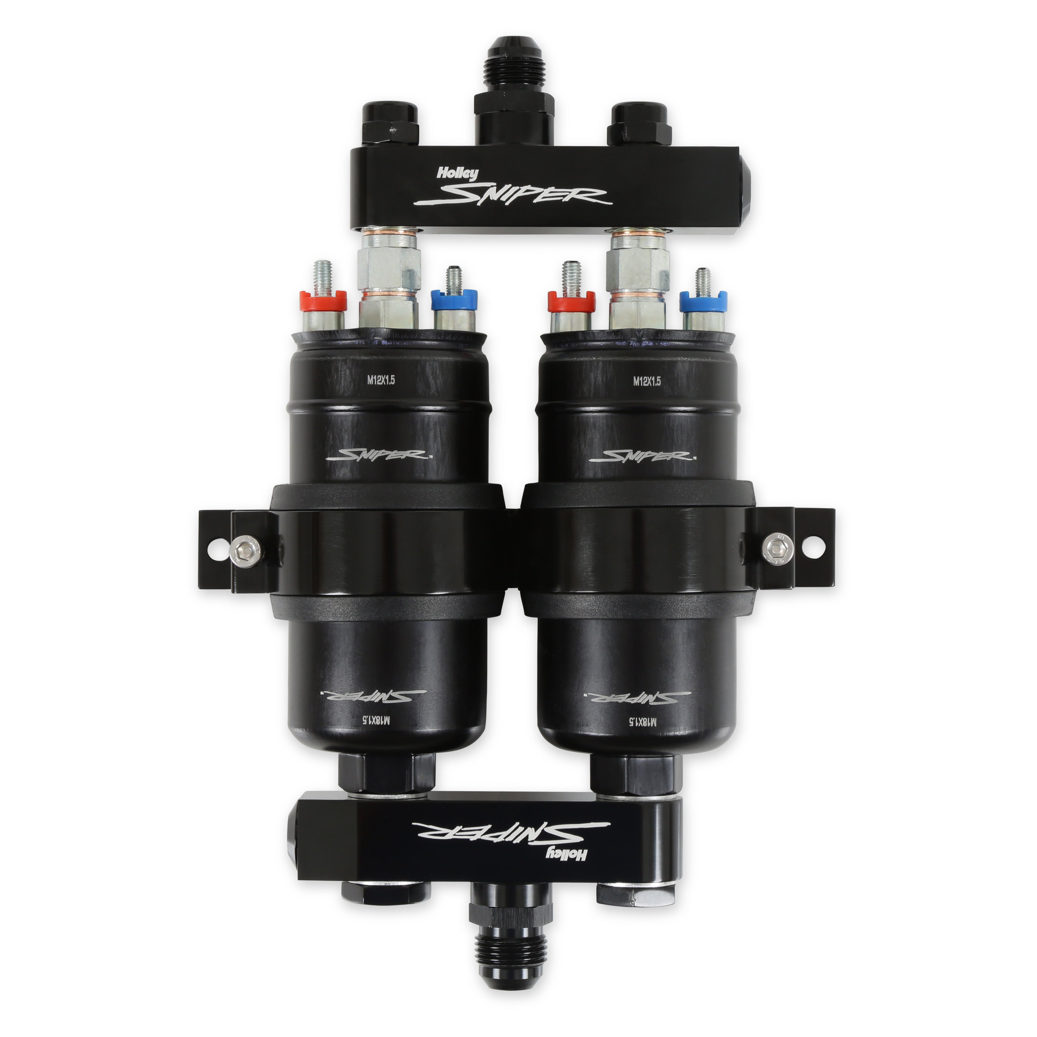 Holley Sniper In-Line Dual Pump Electric Fuel Pump - 3.5 gpm - Black Anodized