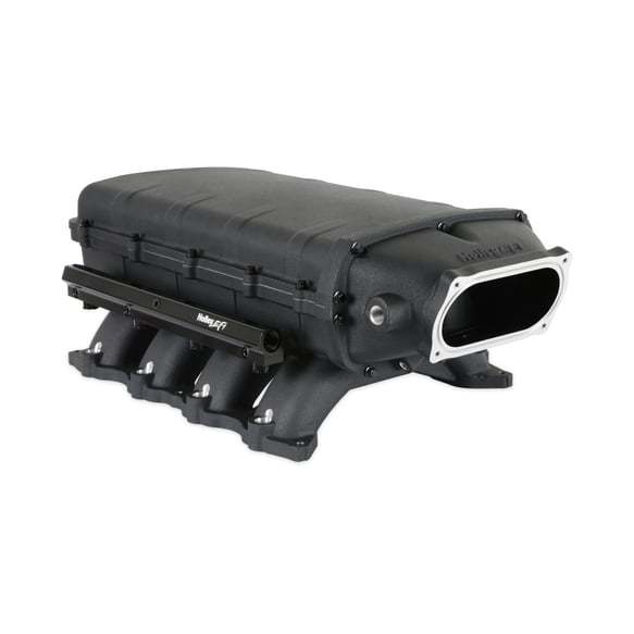 Holley EFI Ultra Lo-Ram Multi Port Intake Manifold - 105 x 66 mm Throttle Body Flange - Black - Ford Coyote