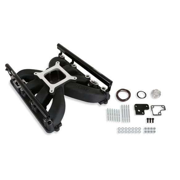 Holley Square Bore Intake Manifold Kit - Single Plane - Black - Mopar Gen III Hemi