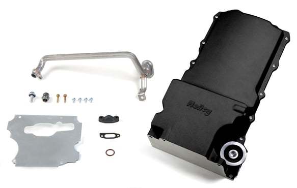Holley Retrofit Rear Sump Aluminum Engine Oil Pan - 5.5 Qt - Black - GM LS-Series
