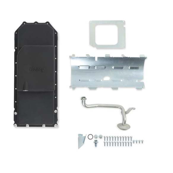 Holley Retrofit Mid Sump Aluminum Engine Oil Pan - 6 Qt - Black - Mopar Gen III Hemi