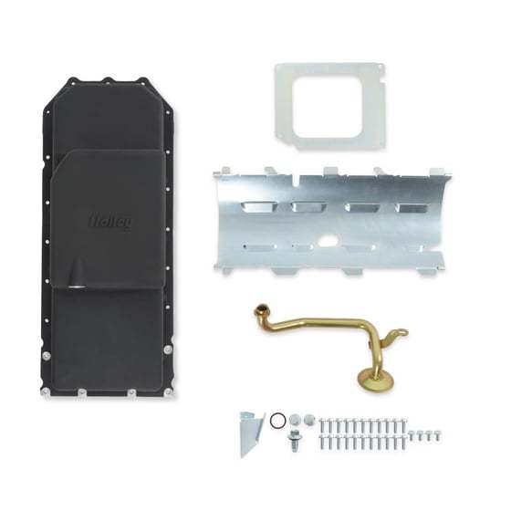 Holley Retrofit Mid Sump Aluminum Engine Oil Pan - 6 Qt - Black - Mopar Gen III Hemi