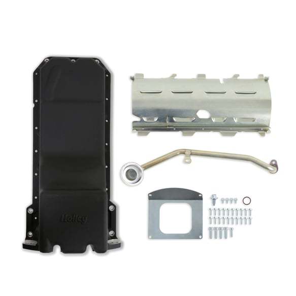 Holley Rear Sump Black Aluminum Engine Oil Pan - 6.2 Qt - Black - Mopar Gen III Hemi