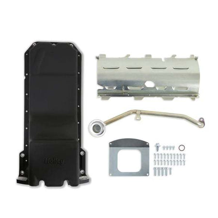 Holley Rear Sump Black Aluminum Engine Oil Pan - 6.2 Qt - Black - Mopar Gen III Hemi