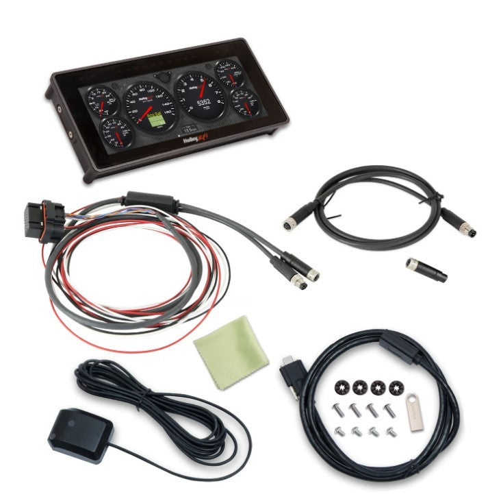 Holley EFI 6.86 in M8 Pro Dash - 7.563 x 3.438 in Rectangular Touch Screen - Black Panel / Black Face