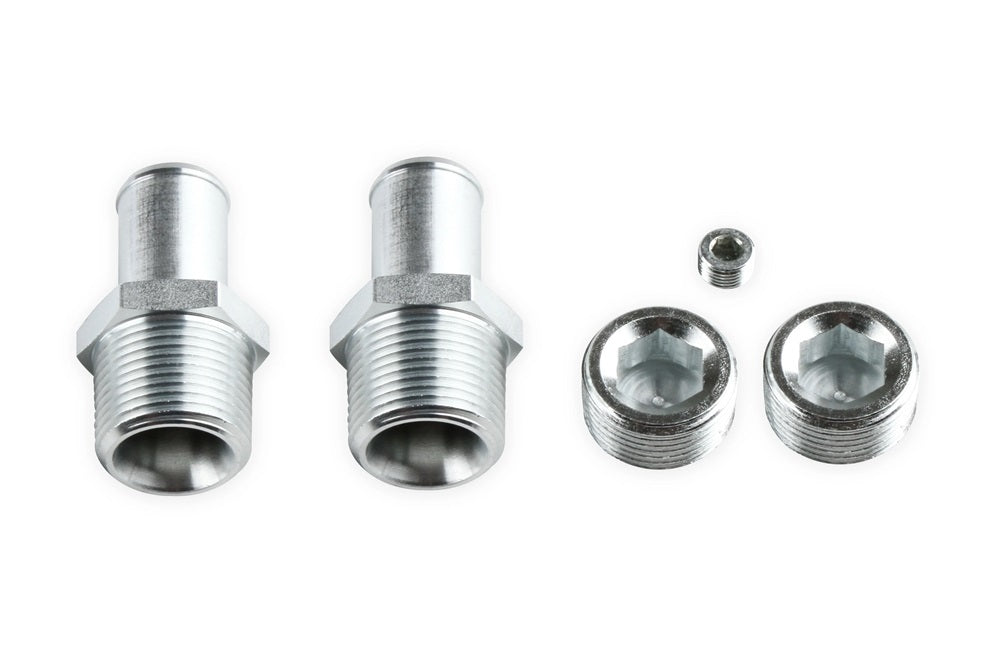 Holley Chrome Straight Steel Cooling Manifold Fitting - GM LS-Series / LT-Series