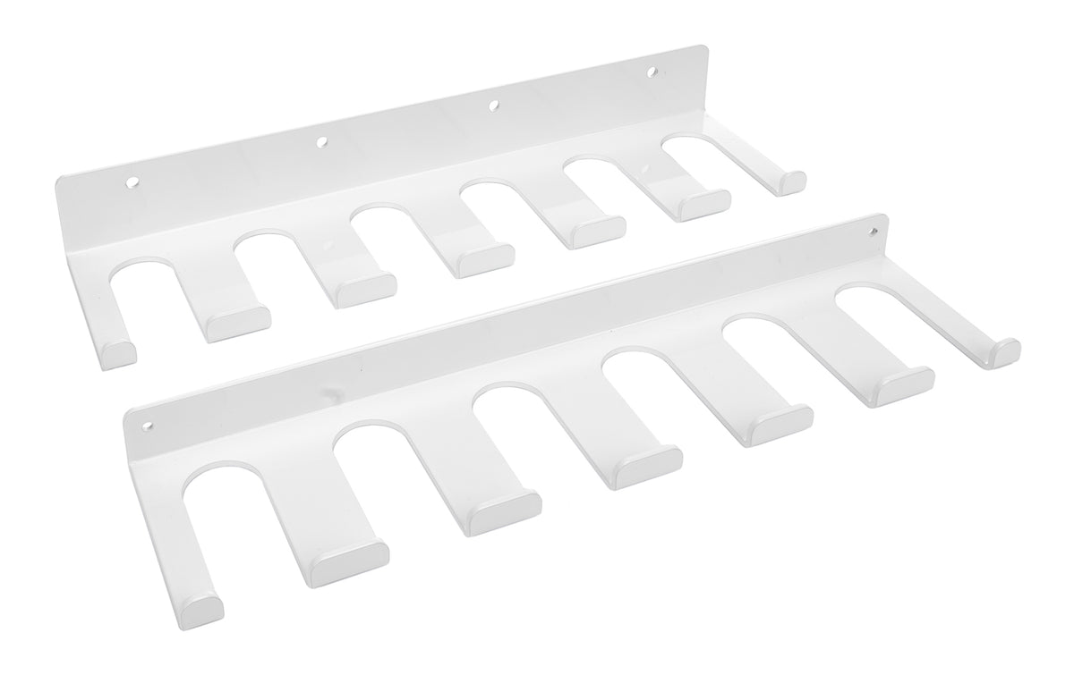 HRP Wall Mount Lower Radius Rod Rack - 15 in Long - 12 Capacity - 1.250 in Radius Rods - White