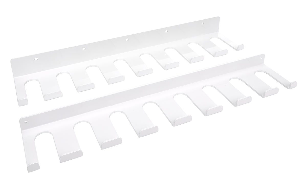 HRP Wall Mount Lower Radius Rod Rack - 20 in Long - 16 Capacity - 1.125 in Radius Rods - White