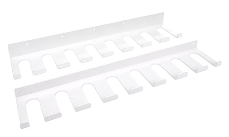 HRP Wall Mount Lower Radius Rod Rack - 20 in Long - 16 Capacity - 1.125 in Radius Rods - White